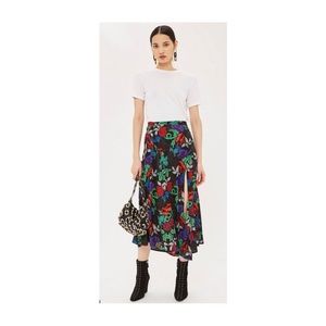 NWT Topshop Raven Floral Midi Skirt Sz 2